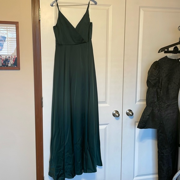 Lulus Ode to Love Emerald Satin Maxi Dress - Picture 2 of 7